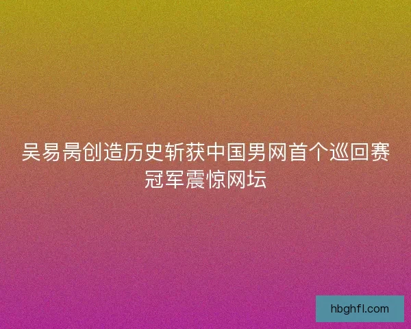 吴易昺创造历史斩获中国男网首个巡回赛冠军震惊网坛 吴易昺创造历史斩获中国男网首个巡回赛冠军震惊网坛